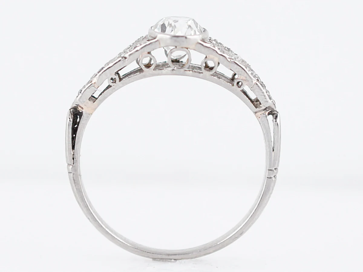 Antique Engagement Ring Art Deco .72 Old Mine Cushion Cut Diamond in Platinum - Image 5