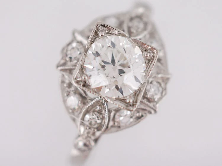 Antique Engagement Ring Art Deco .75 Old European Cut Diamond in Platinum - Image 4