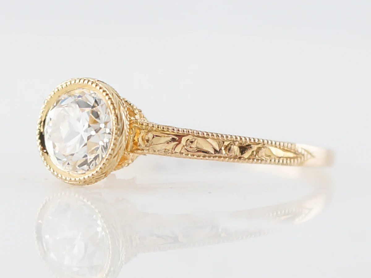 Antique Engagement Ring Art Deco .77 Old European Cut Diamond in 14k Yellow Gold - Image 2