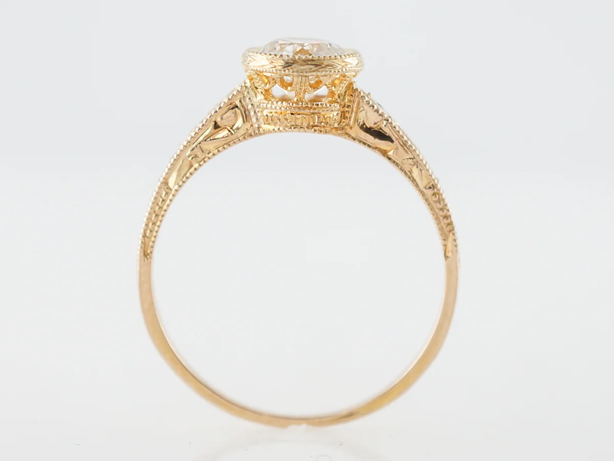 Antique Engagement Ring Art Deco .77 Old European Cut Diamond in 14k Yellow Gold - Image 4