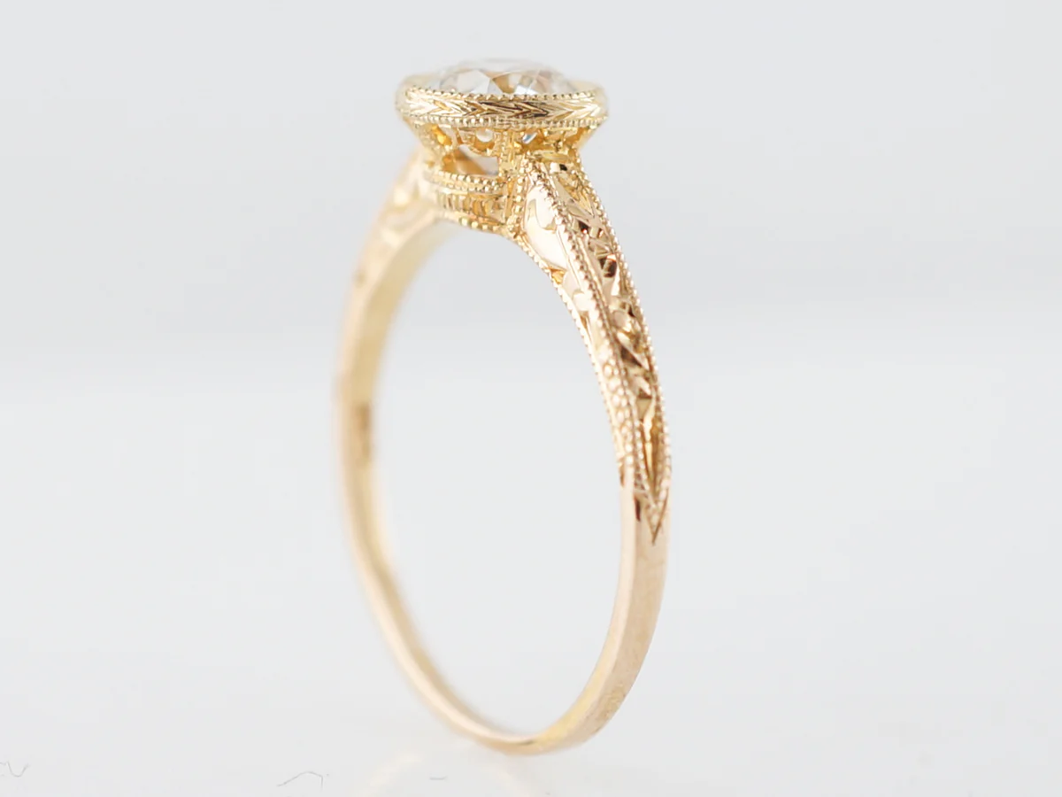 Antique Engagement Ring Art Deco .77 Old European Cut Diamond in 14k Yellow Gold - Image 5