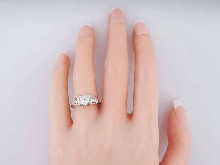 Antique Engagement Ring Art Deco .79 ct Old European Cut Diamond in 18K White Gold - Image 7
