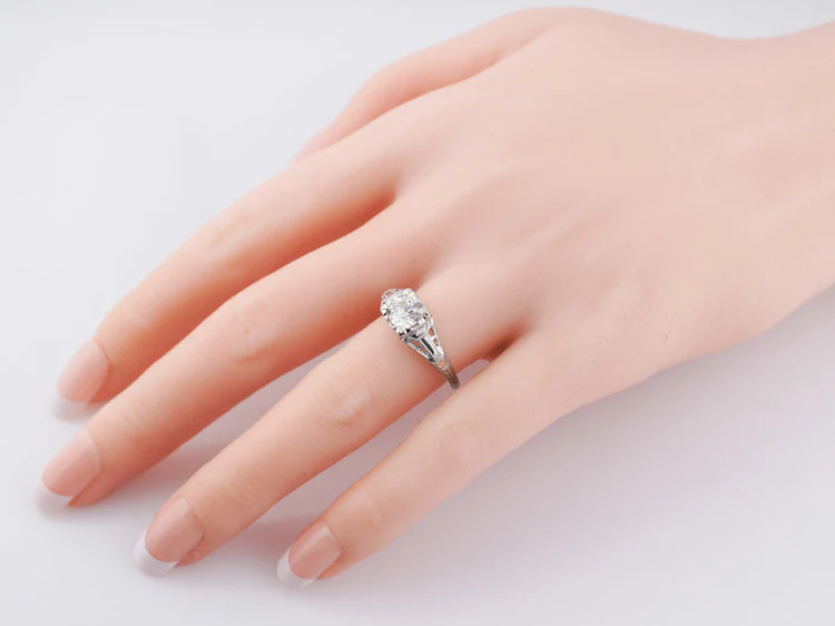 Antique Engagement Ring Art Deco .79 ct Old European Cut Diamond in 18K White Gold - Image 9