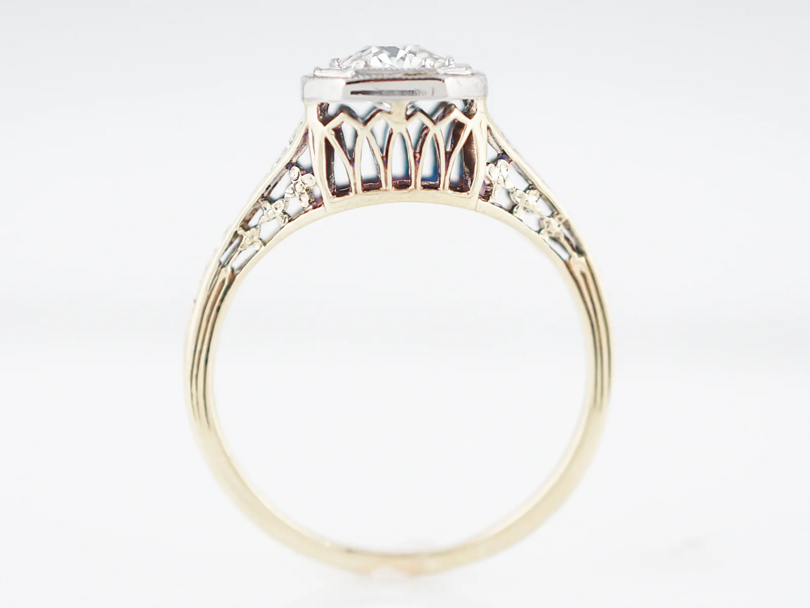 Antique Engagement Ring Art Deco .80 Old Mine Cut in 14k Yellow Gold & Platinum - Image 6