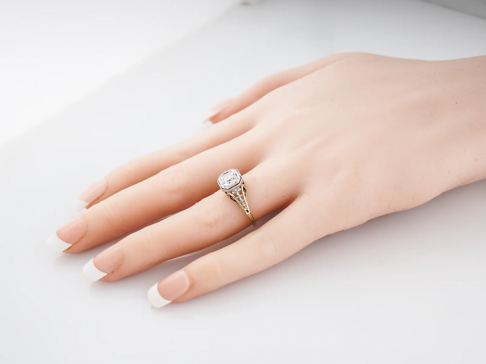 Antique Engagement Ring Art Deco .80 Old Mine Cut in 14k Yellow Gold & Platinum - Image 8