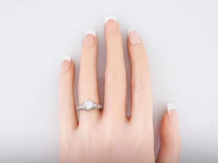 Antique Engagement Ring Art Deco .80 Transitional Cut Diamond in Platinum - Image 6