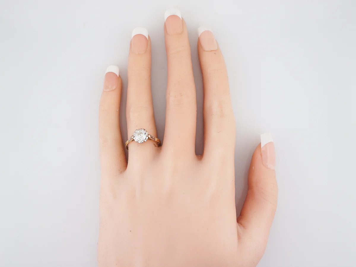 Antique Engagement Ring Art Deco .83 Old European Cut Diamond in 14k White & Yellow Gold - Image 6