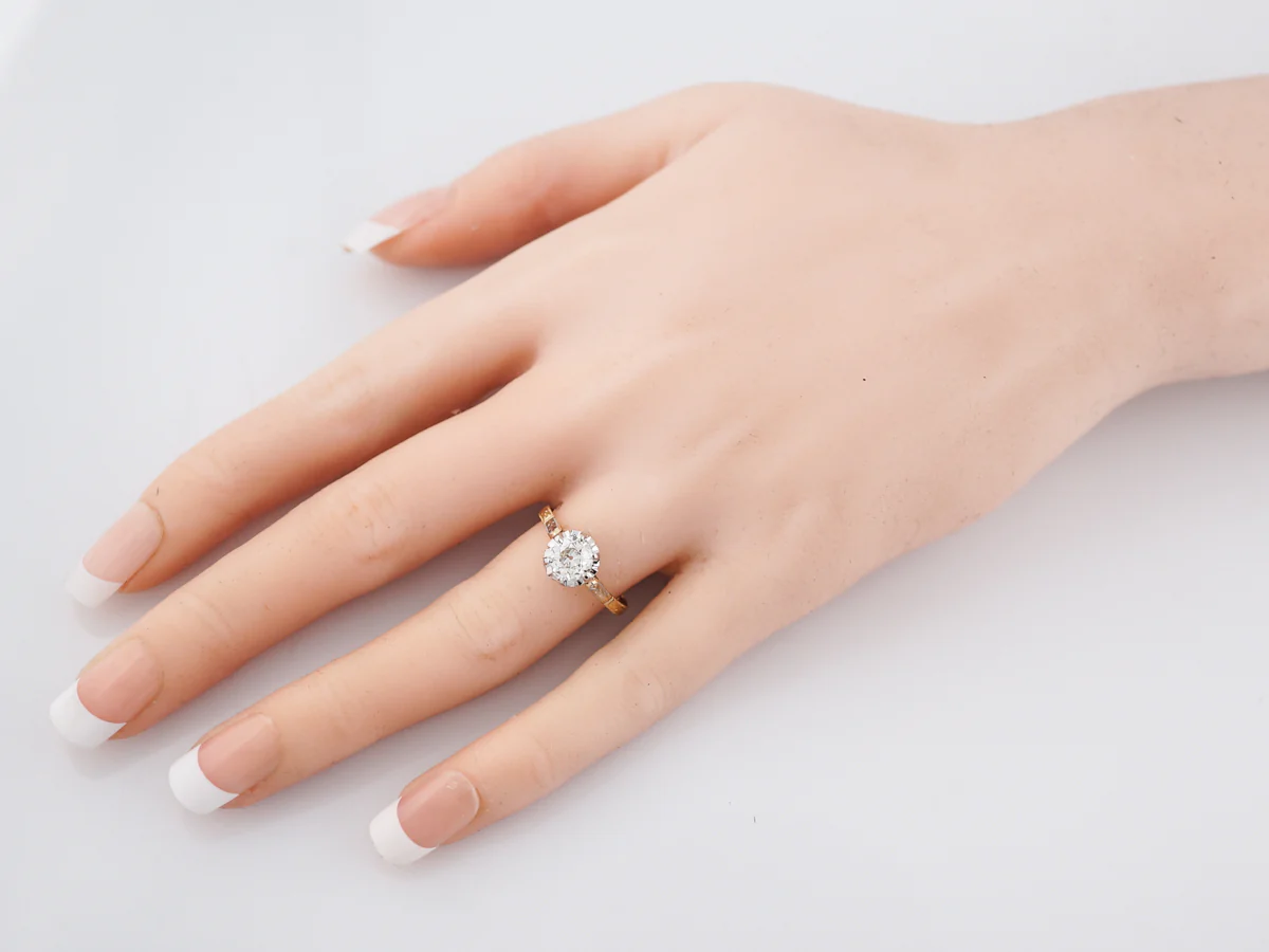 Antique Engagement Ring Art Deco .83 Old European Cut Diamond in 14k White & Yellow Gold - Image 7