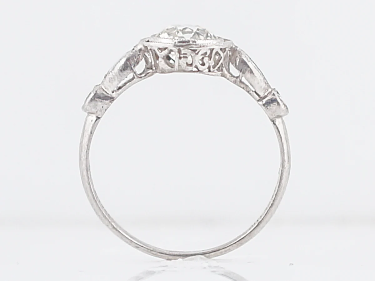 Antique Engagement Ring Art Deco .83 Old European Cut Diamond in Platinum - Image 4