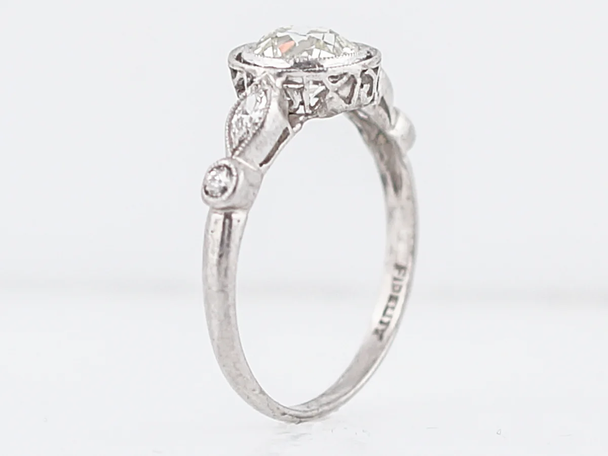 Antique Engagement Ring Art Deco .83 Old European Cut Diamond in Platinum - Image 5