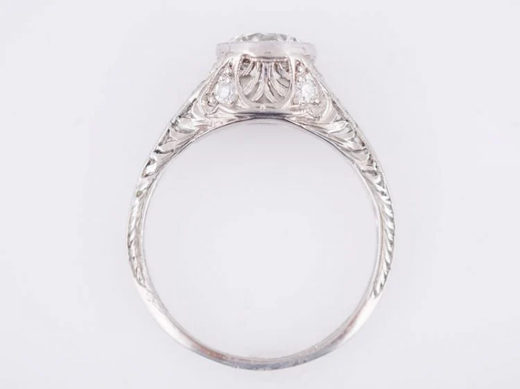 Antique Engagement Ring Art Deco .85 Round Brilliant Cut Diamond in Platinum - Image 6