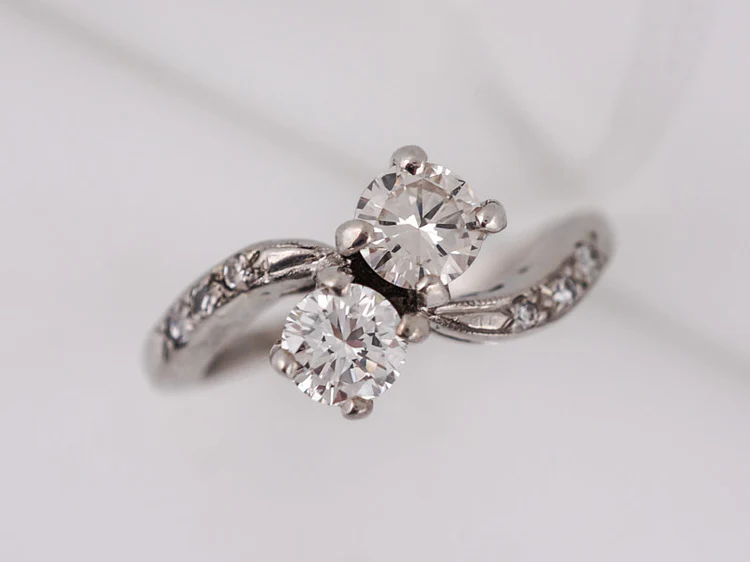 Antique Engagement Ring Art Deco .85 Round Brilliant Cut Diamonds in 14k White Gold - Image 4
