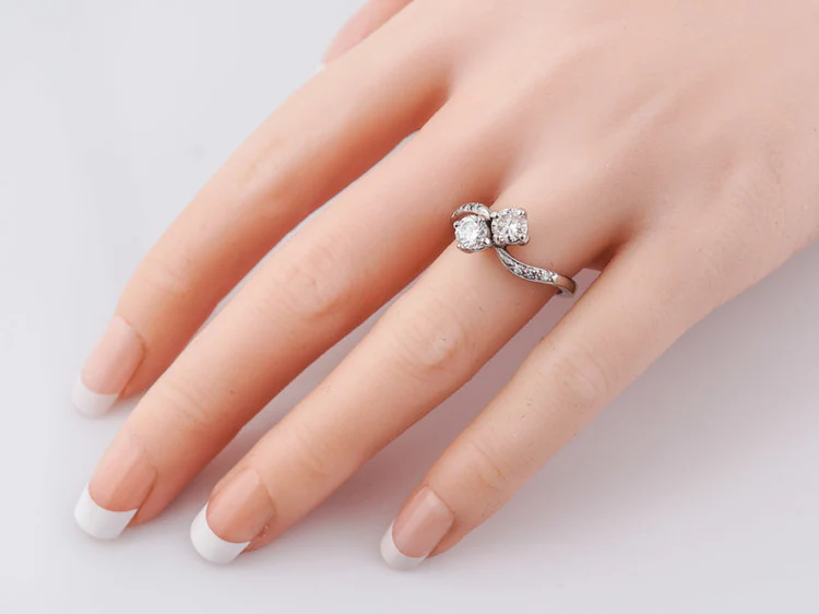 Antique Engagement Ring Art Deco .85 Round Brilliant Cut Diamonds in 14k White Gold - Image 5