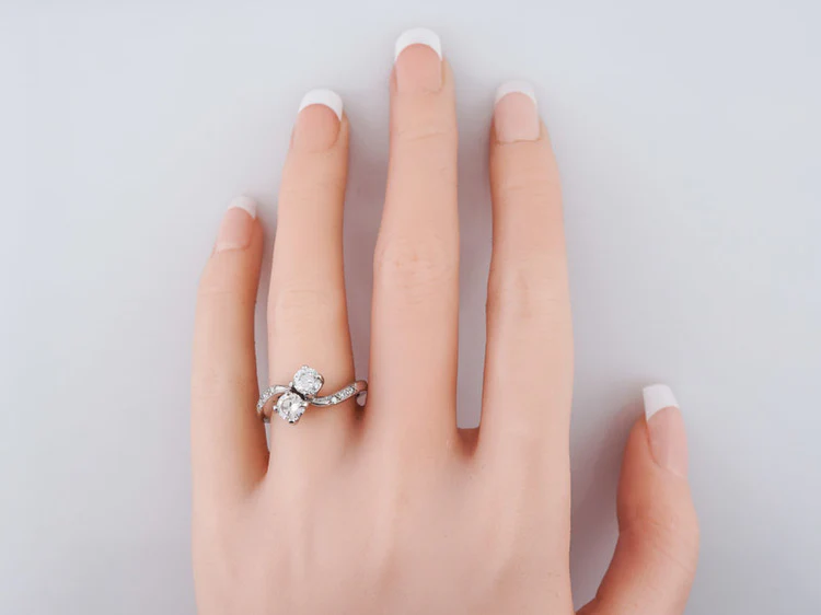 Antique Engagement Ring Art Deco .85 Round Brilliant Cut Diamonds in 14k White Gold - Image 6