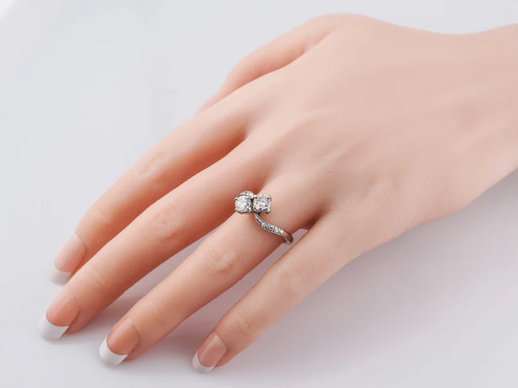 Antique Engagement Ring Art Deco .85 Round Brilliant Cut Diamonds in 14k White Gold - Image 8