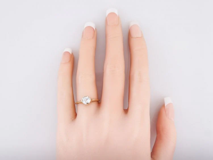 Antique Engagement Ring Art Deco .87 Old European Cut Diamond in 14k Yellow Gold - Image 6