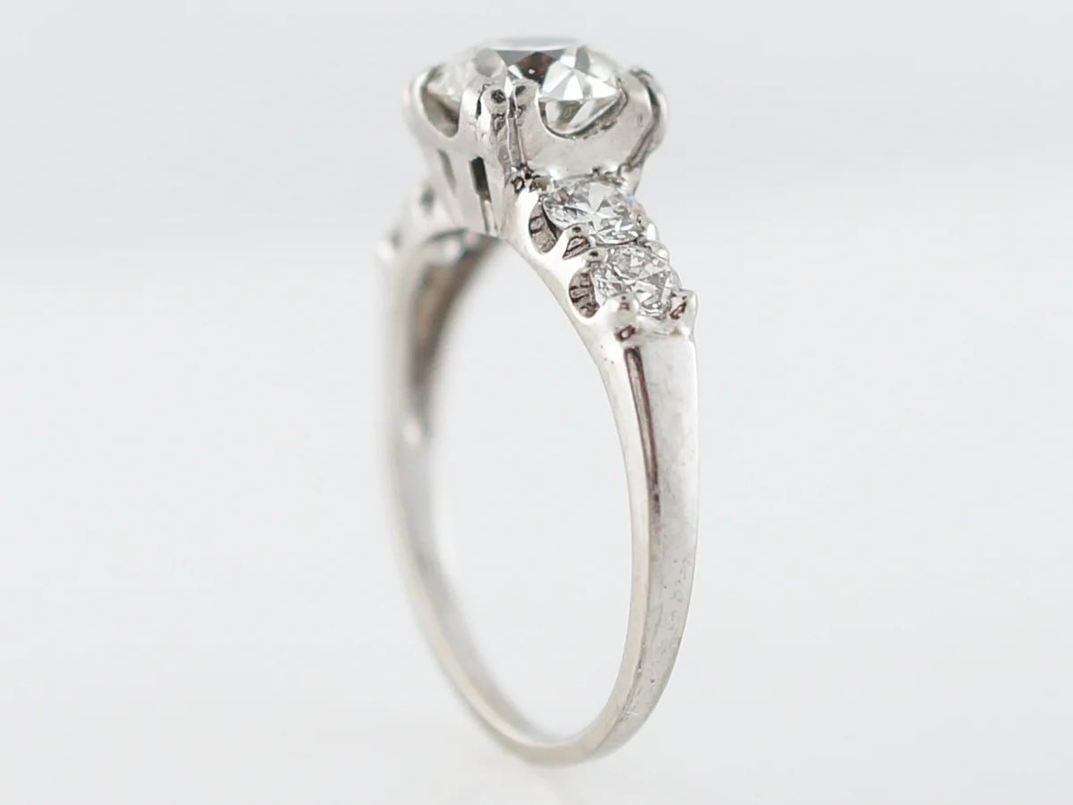 ***RTV11/23***Antique Engagement Ring Art Deco .90 Old European Cut Diamond in 14k White Gold - Image 4