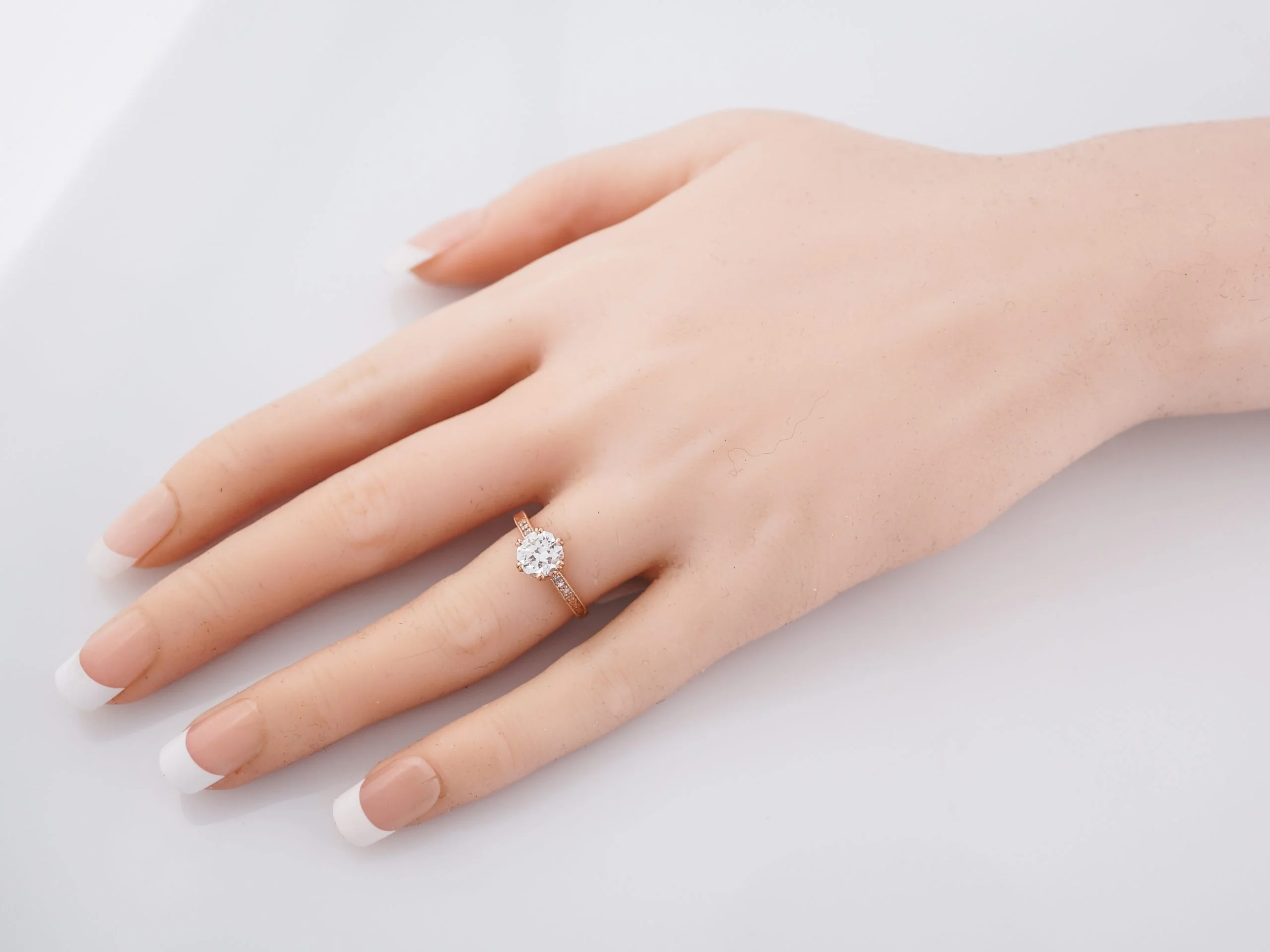 Antique Engagement Ring Art Deco .93 Old European Cut Diamond in 14k Yellow Gold & Platinum - Image 8