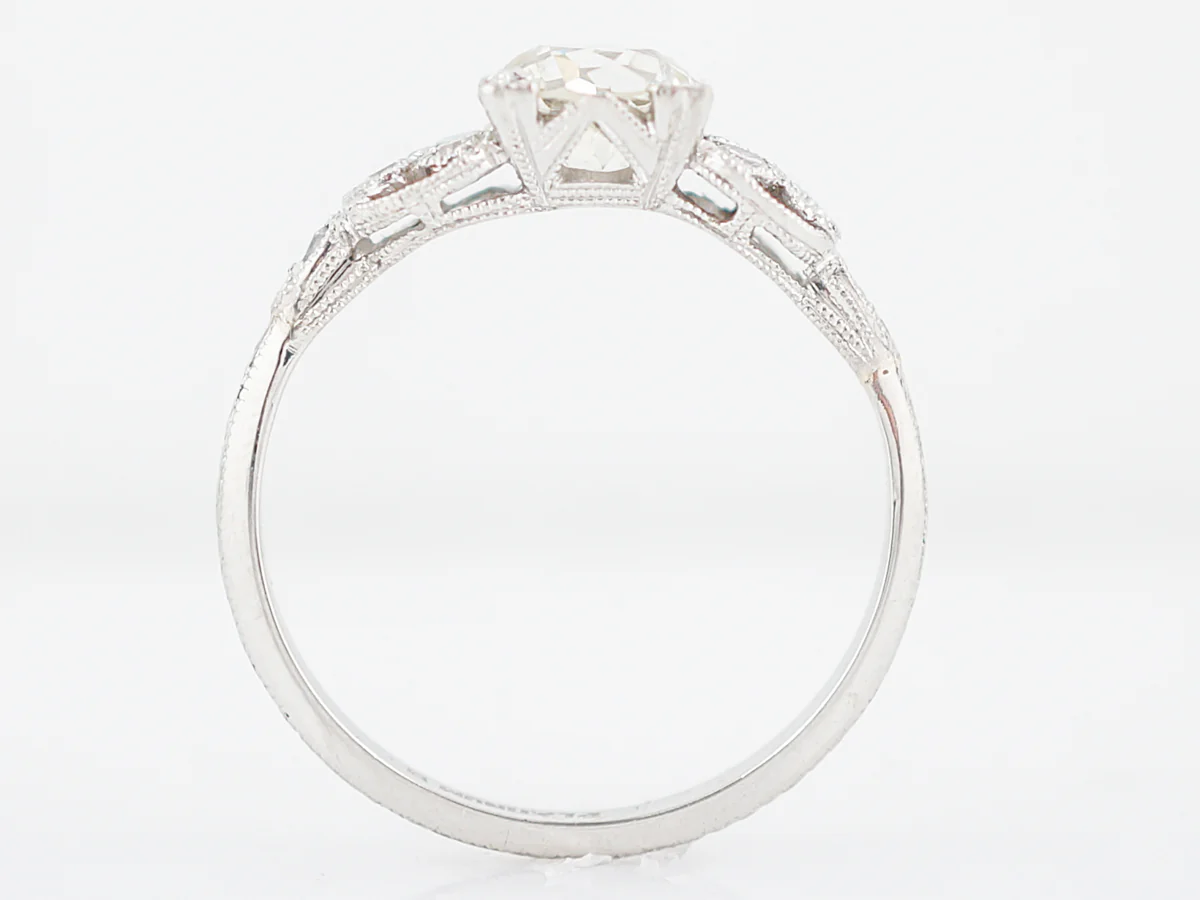 Antique Engagement Ring Art Deco .94 Old European Cut Diamond in Platinum - Image 5