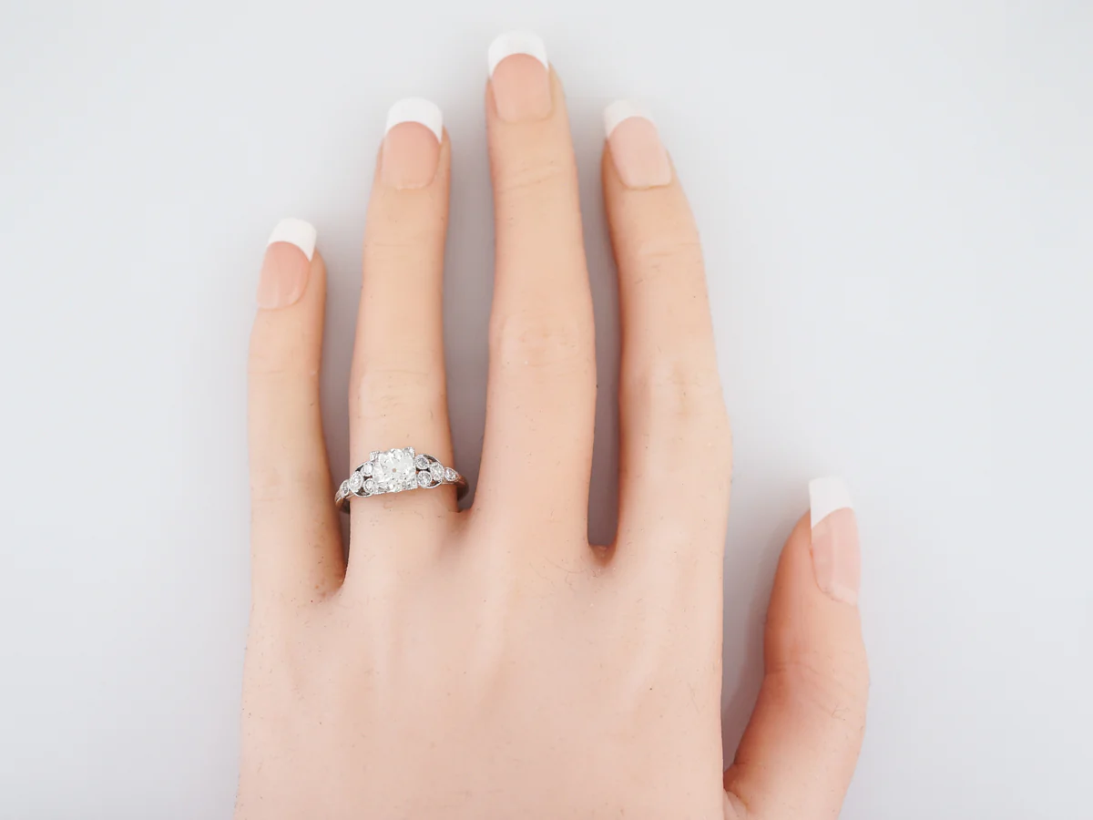 Antique Engagement Ring Art Deco .94 Old European Cut Diamond in Platinum - Image 6