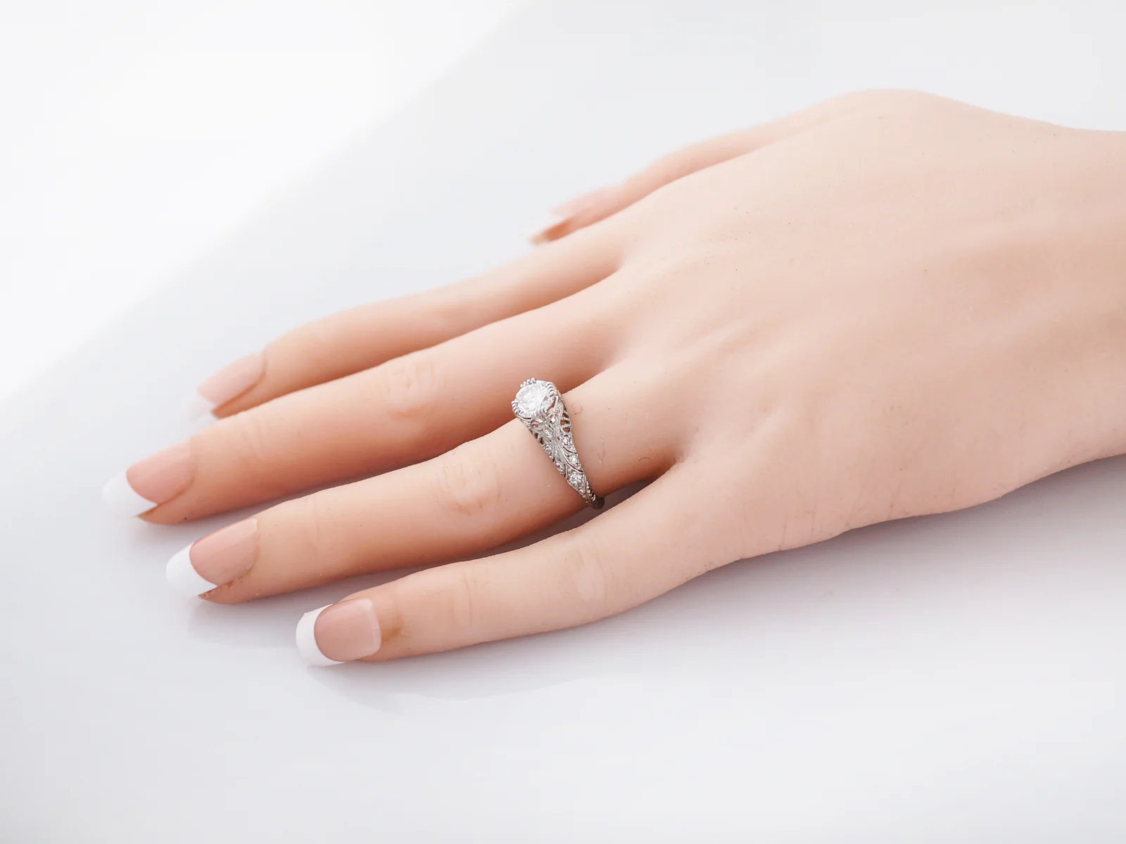 Antique Engagement Ring Art Deco .94 Transitional Cut Diamond in Platinum - Image 8