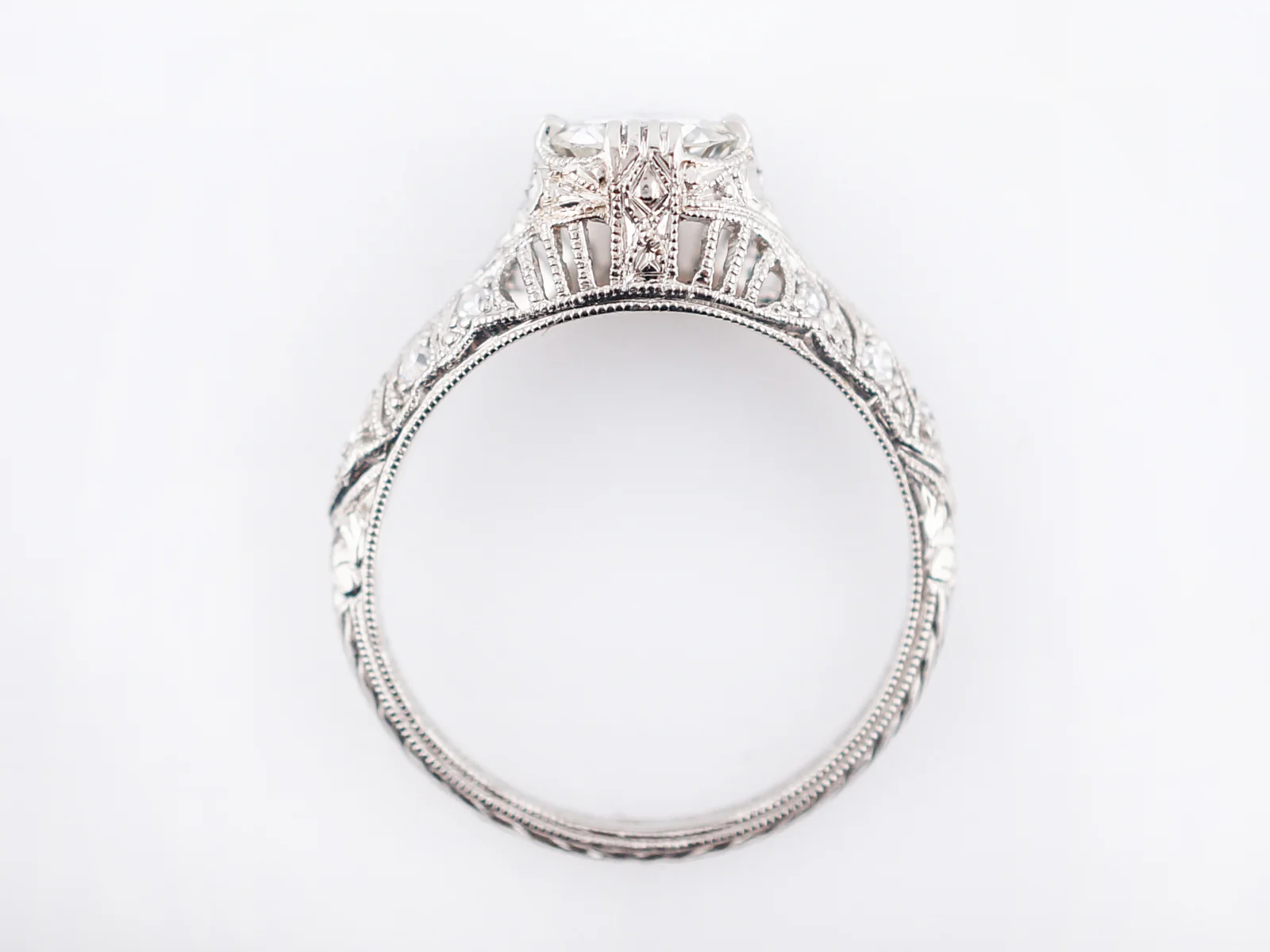 Antique Engagement Ring Art Deco .94 Transitional Cut Diamond in Platinum - Image 7