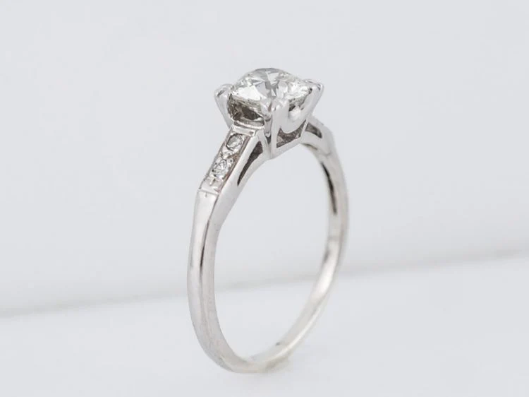 Antique Engagement Ring Art Deco .95 Old European Cut Diamond in 14k White Gold - Image 5