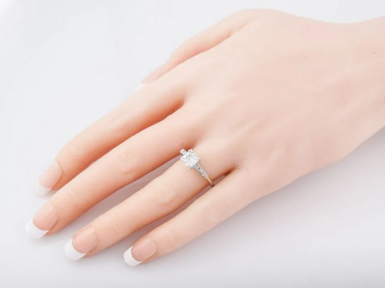Antique Engagement Ring Art Deco .95 Old European Cut Diamond in 14k White Gold - Image 7