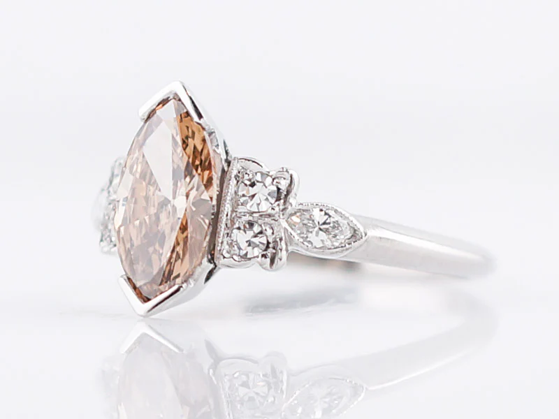 Antique Engagement Ring Art Deco .96 Marquis Cut Diamond in Platinum - Image 3