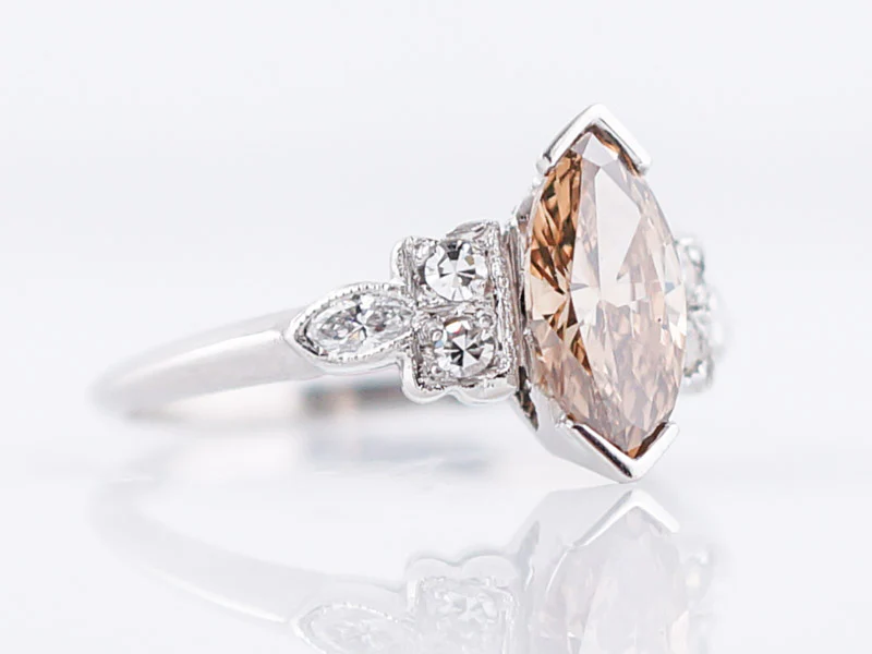 Antique Engagement Ring Art Deco .96 Marquis Cut Diamond in Platinum - Image 4