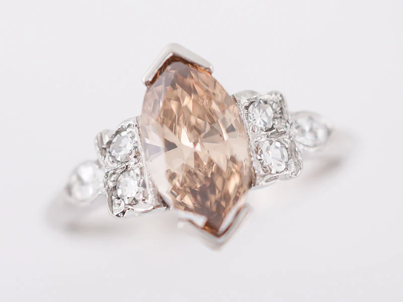Antique Engagement Ring Art Deco .96 Marquis Cut Diamond in Platinum - Image 5
