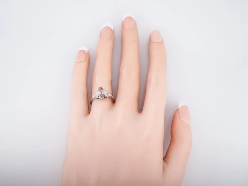 Antique Engagement Ring Art Deco .96 Marquis Cut Diamond in Platinum - Image 8