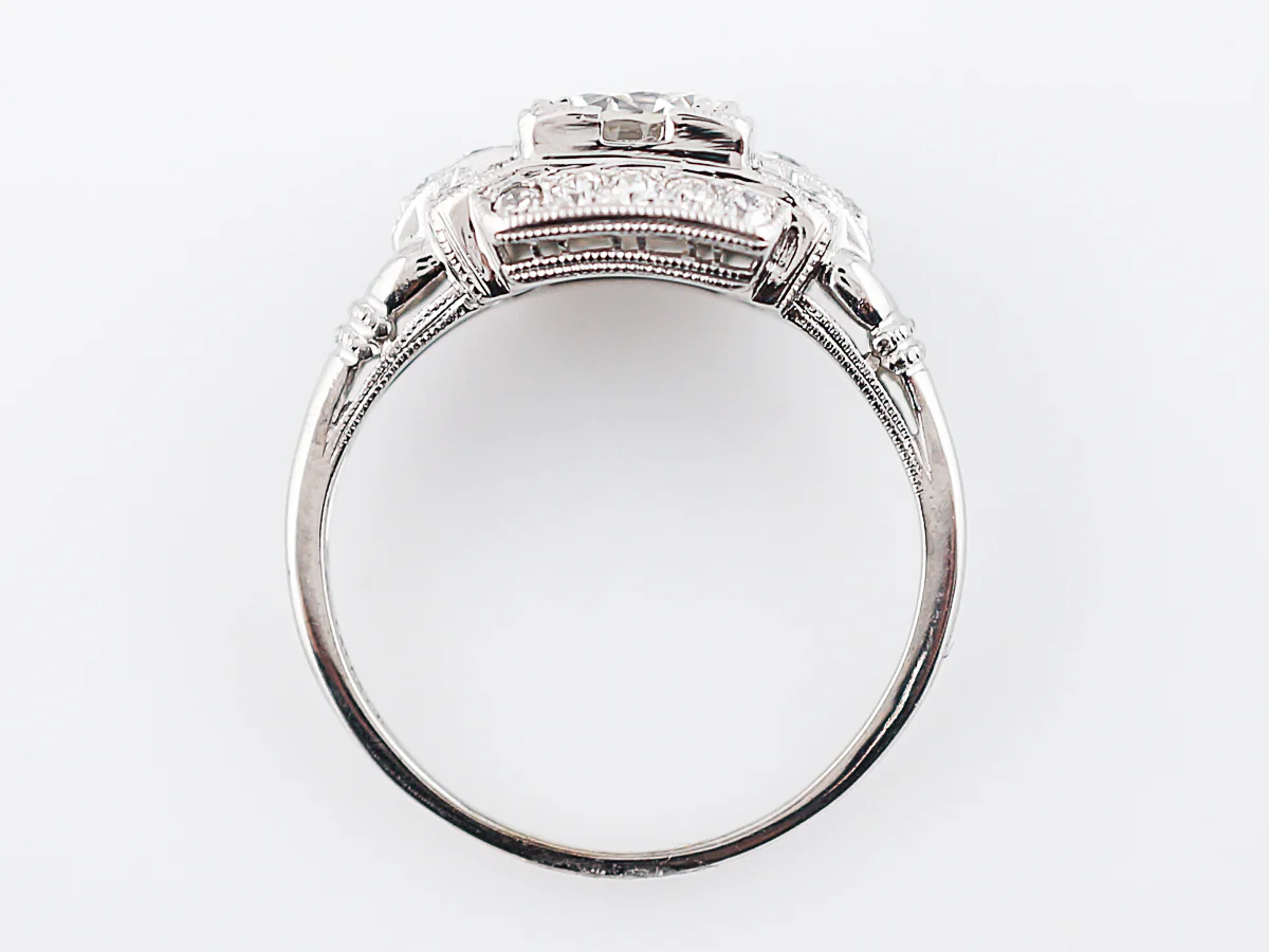 Antique Engagement Ring Art Deco .99 Round Brilliant Cut Diamond in 18k White Gold - Image 6