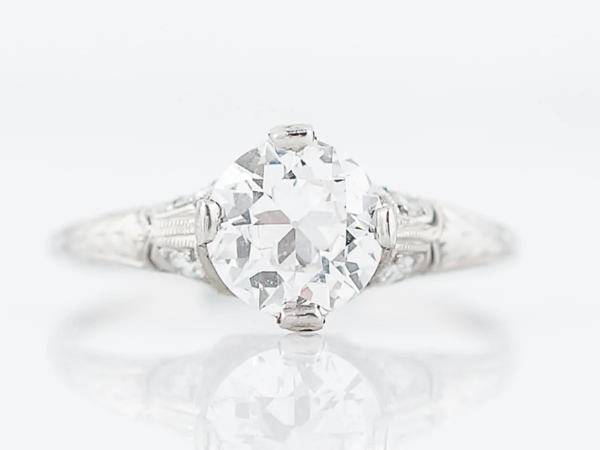 Antique Engagement Ring Art Deco GIA Certified 1.01 Old European Cut Diamond in Platinum