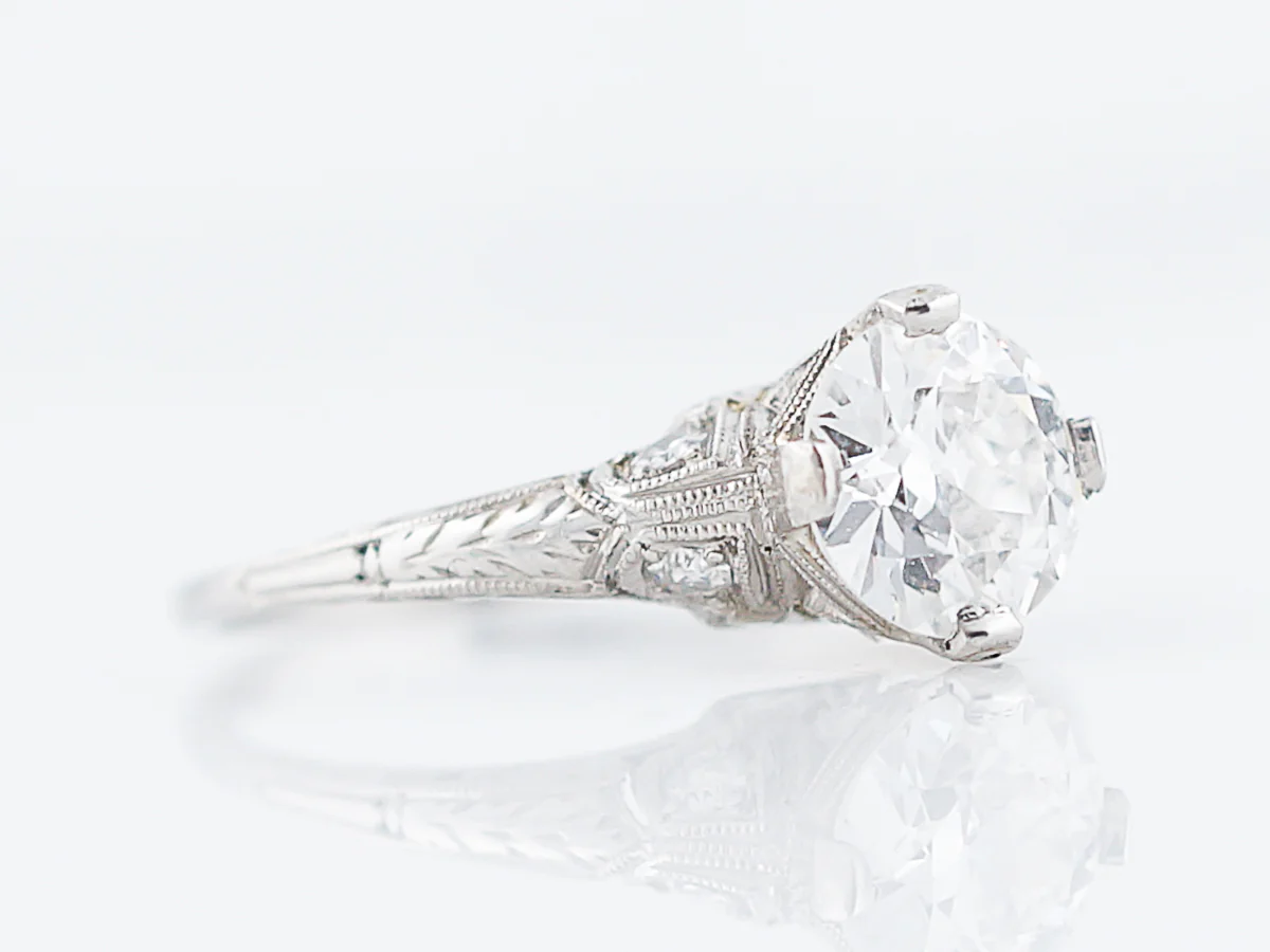 Antique Engagement Ring Art Deco GIA Certified 1.01 Old European Cut Diamond in Platinum - Image 3