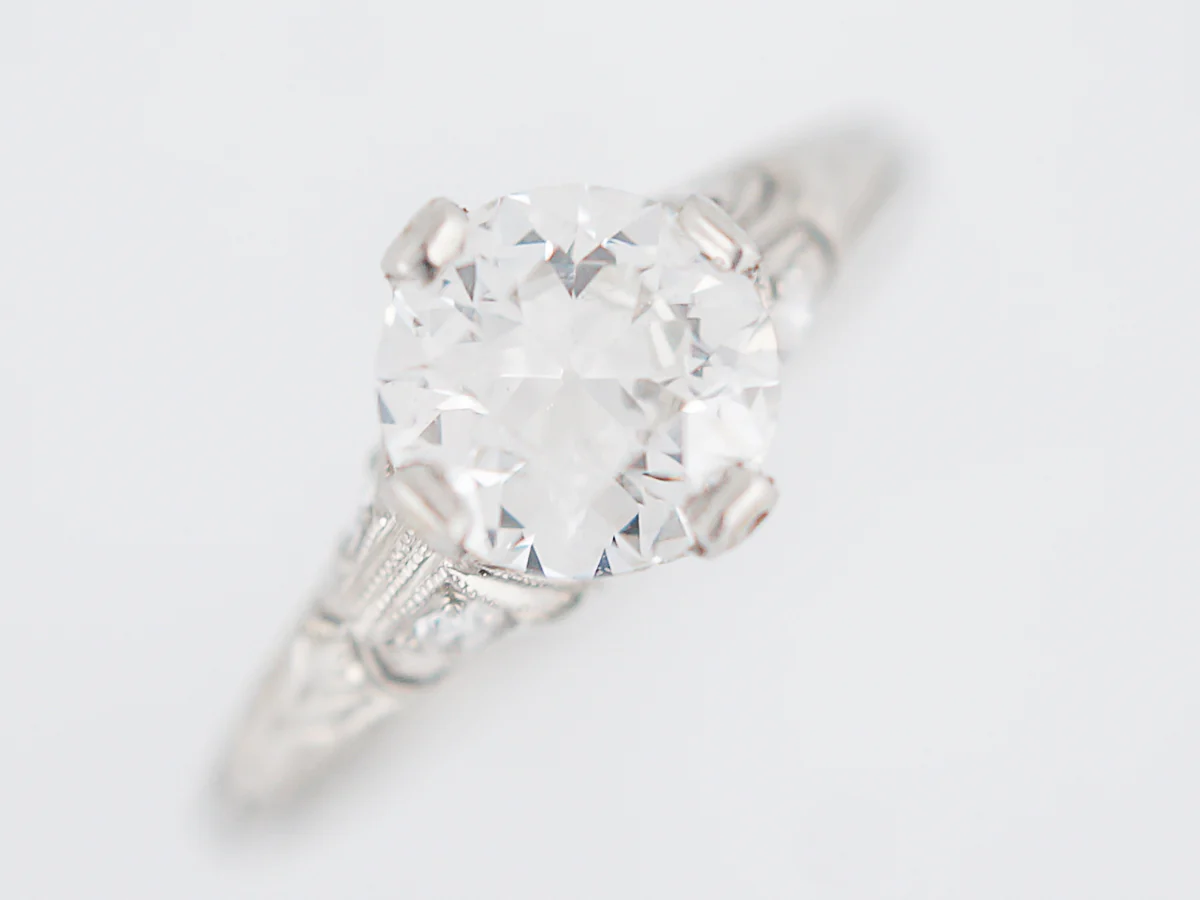 Antique Engagement Ring Art Deco GIA Certified 1.01 Old European Cut Diamond in Platinum - Image 5