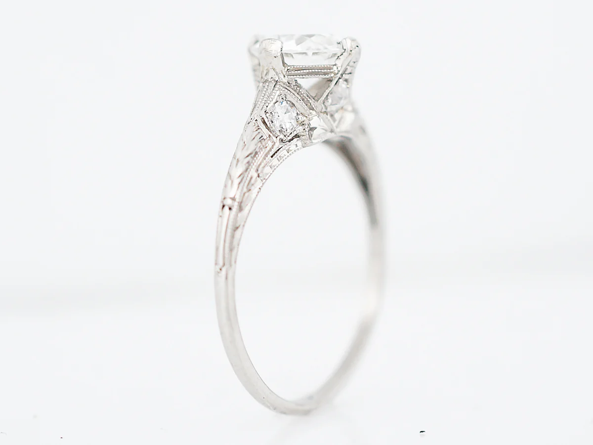 Antique Engagement Ring Art Deco GIA Certified 1.01 Old European Cut Diamond in Platinum - Image 6