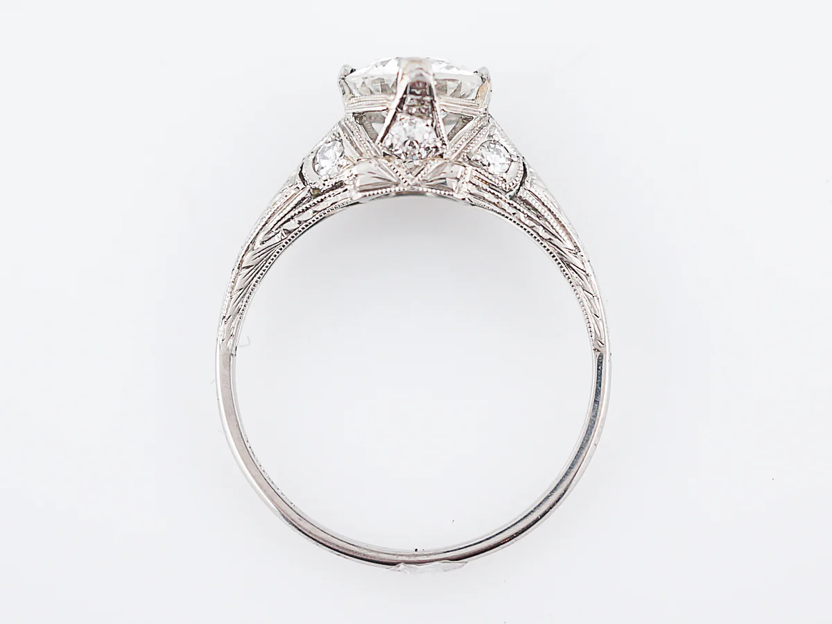 Antique Engagement Ring Art Deco GIA Certified 1.01 Old European Cut Diamond in Platinum - Image 7
