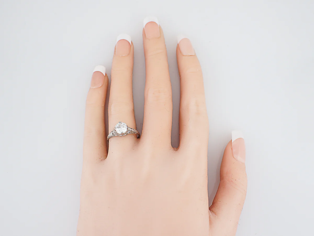Antique Engagement Ring Art Deco GIA Certified 1.01 Old European Cut Diamond in Platinum - Image 8