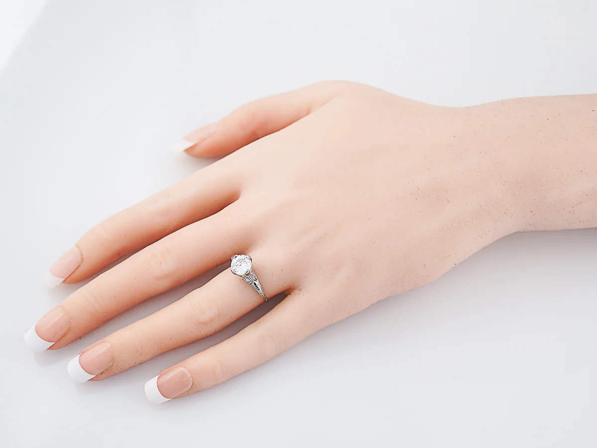 Antique Engagement Ring Art Deco GIA Certified 1.01 Old European Cut Diamond in Platinum - Image 9