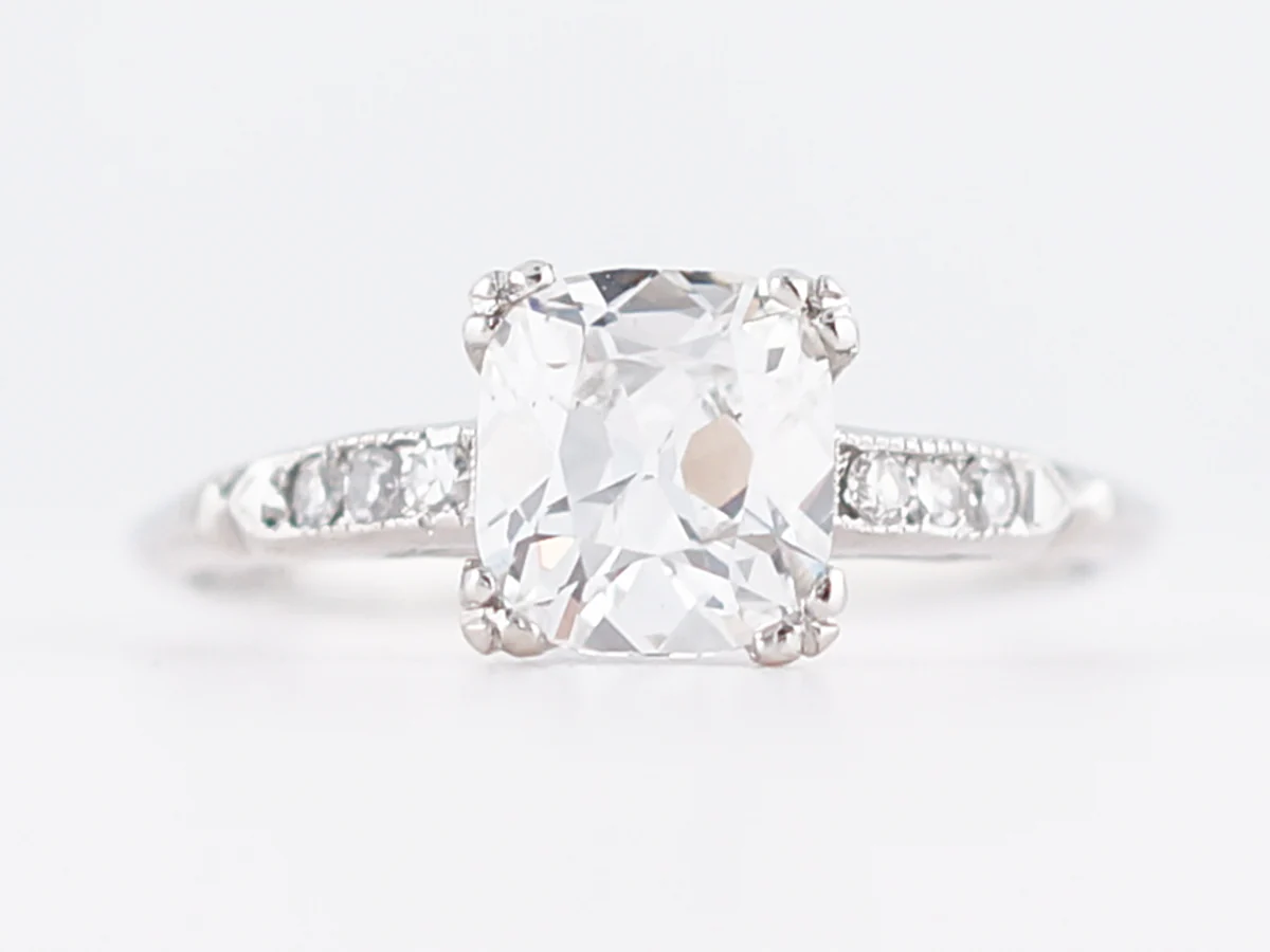 Antique Engagement Ring Art Deco GIA 1.14 Cushion Cut Diamond in Platinum