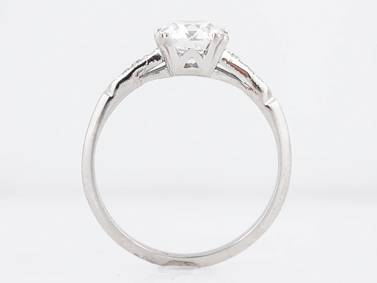 Antique Engagement Ring Art Deco GIA 1.14 Cushion Cut Diamond in Platinum - Image 4