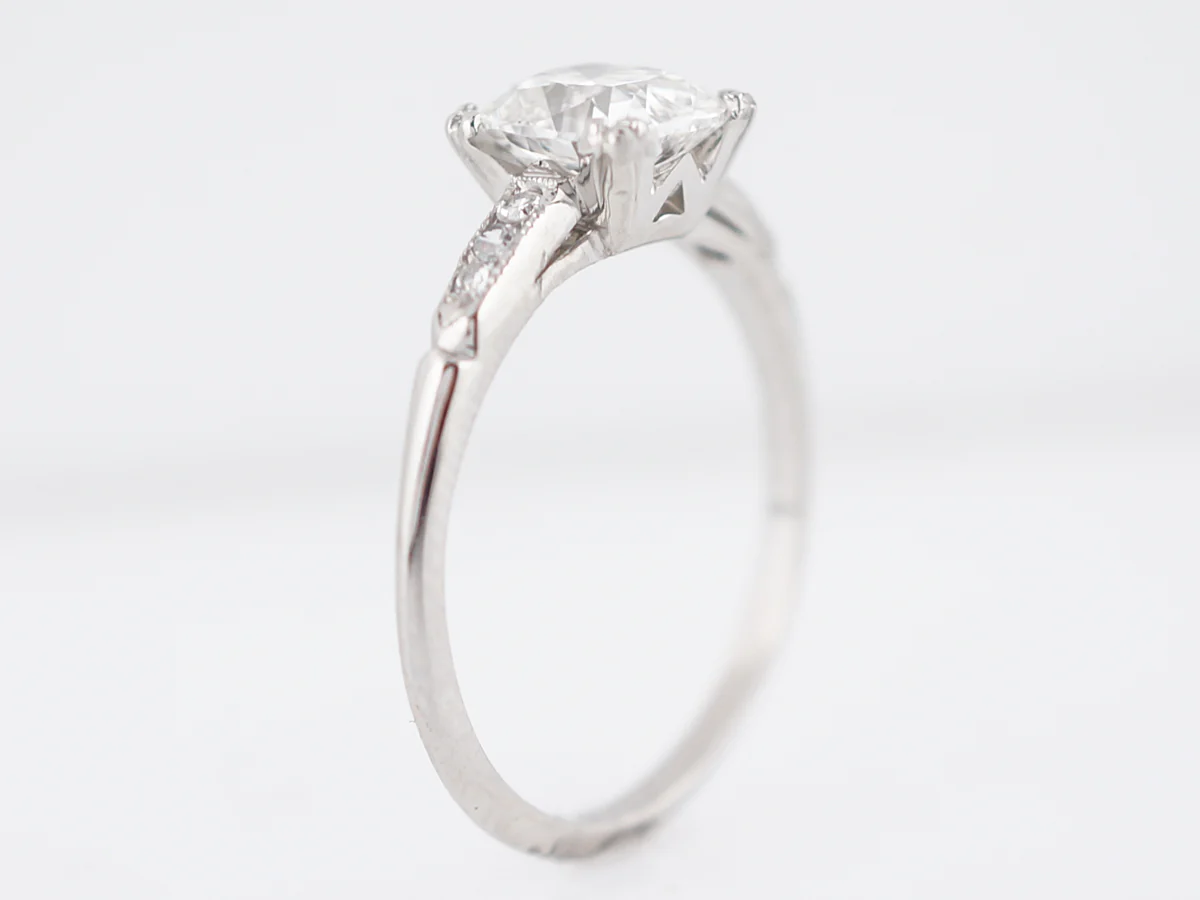 Antique Engagement Ring Art Deco GIA 1.14 Cushion Cut Diamond in Platinum - Image 5