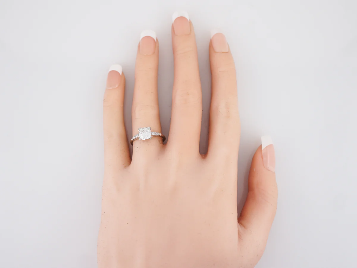 Antique Engagement Ring Art Deco GIA 1.14 Cushion Cut Diamond in Platinum - Image 6