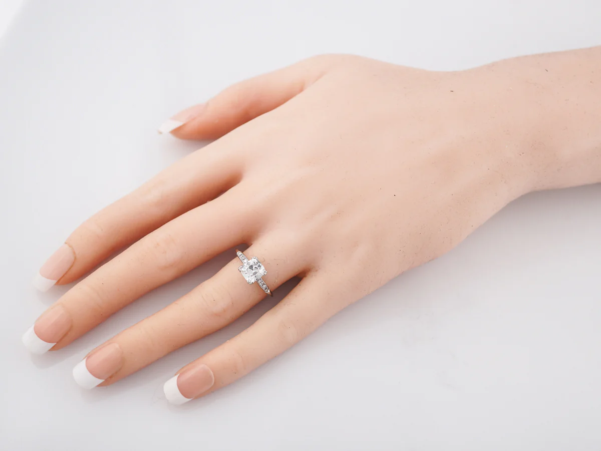 Antique Engagement Ring Art Deco GIA 1.14 Cushion Cut Diamond in Platinum - Image 7