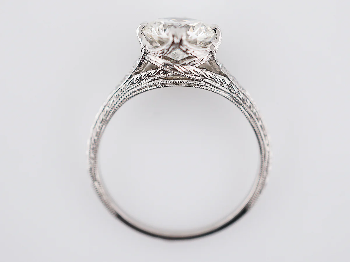 Antique Engagement Ring Art Deco GIA 1.50 Round Brilliant Cut Diamond in Platinum - Image 6