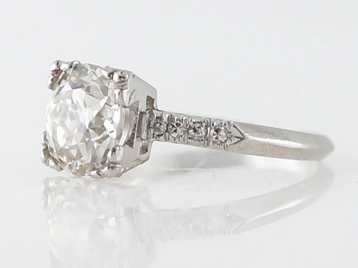 **RTV 10/30/18***Antique Engagement Ring Art Deco GIA 2.30 Old Mine Cut Diamond in Platinum - Image 2