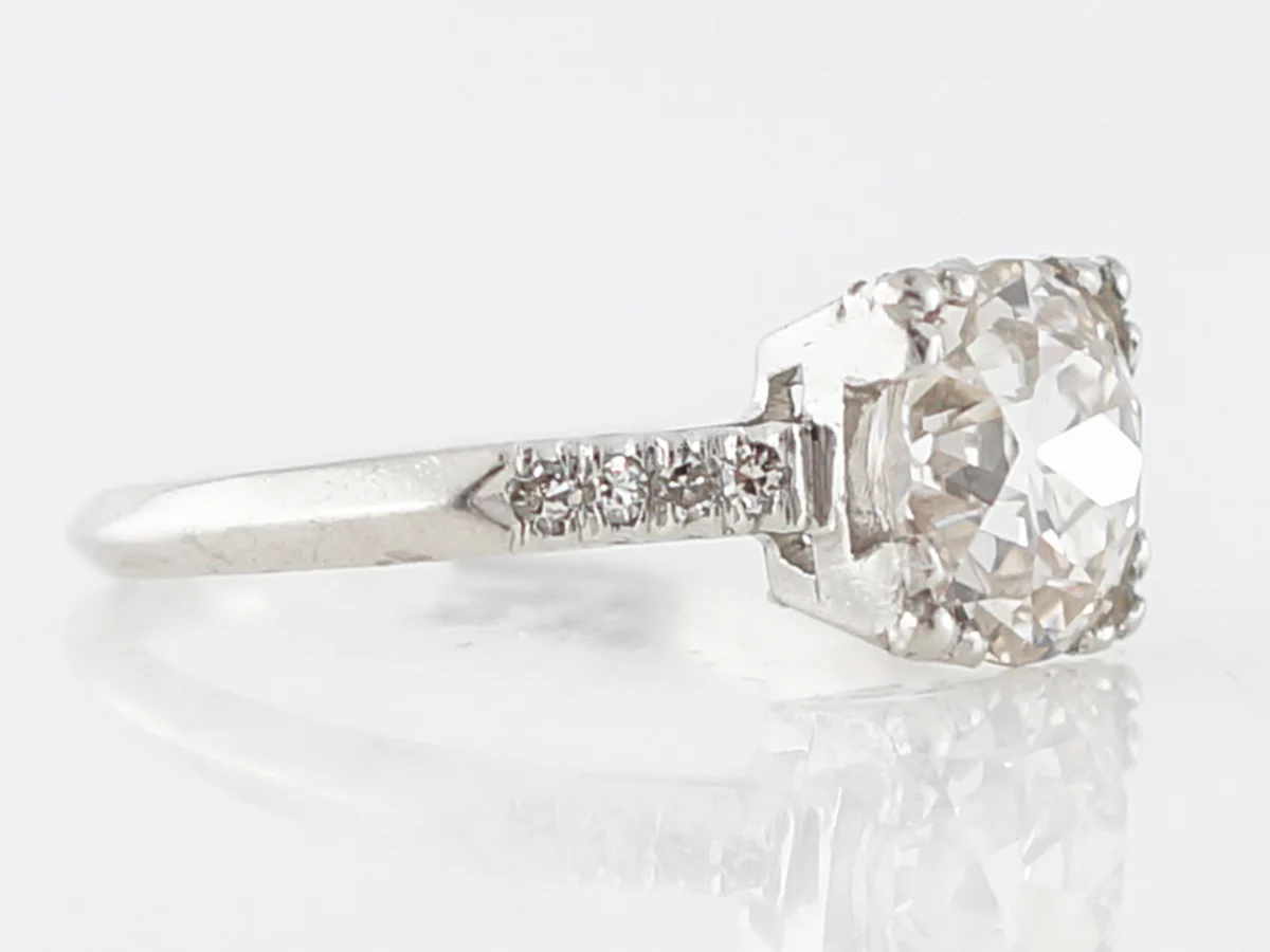 **RTV 10/30/18***Antique Engagement Ring Art Deco GIA 2.30 Old Mine Cut Diamond in Platinum - Image 3