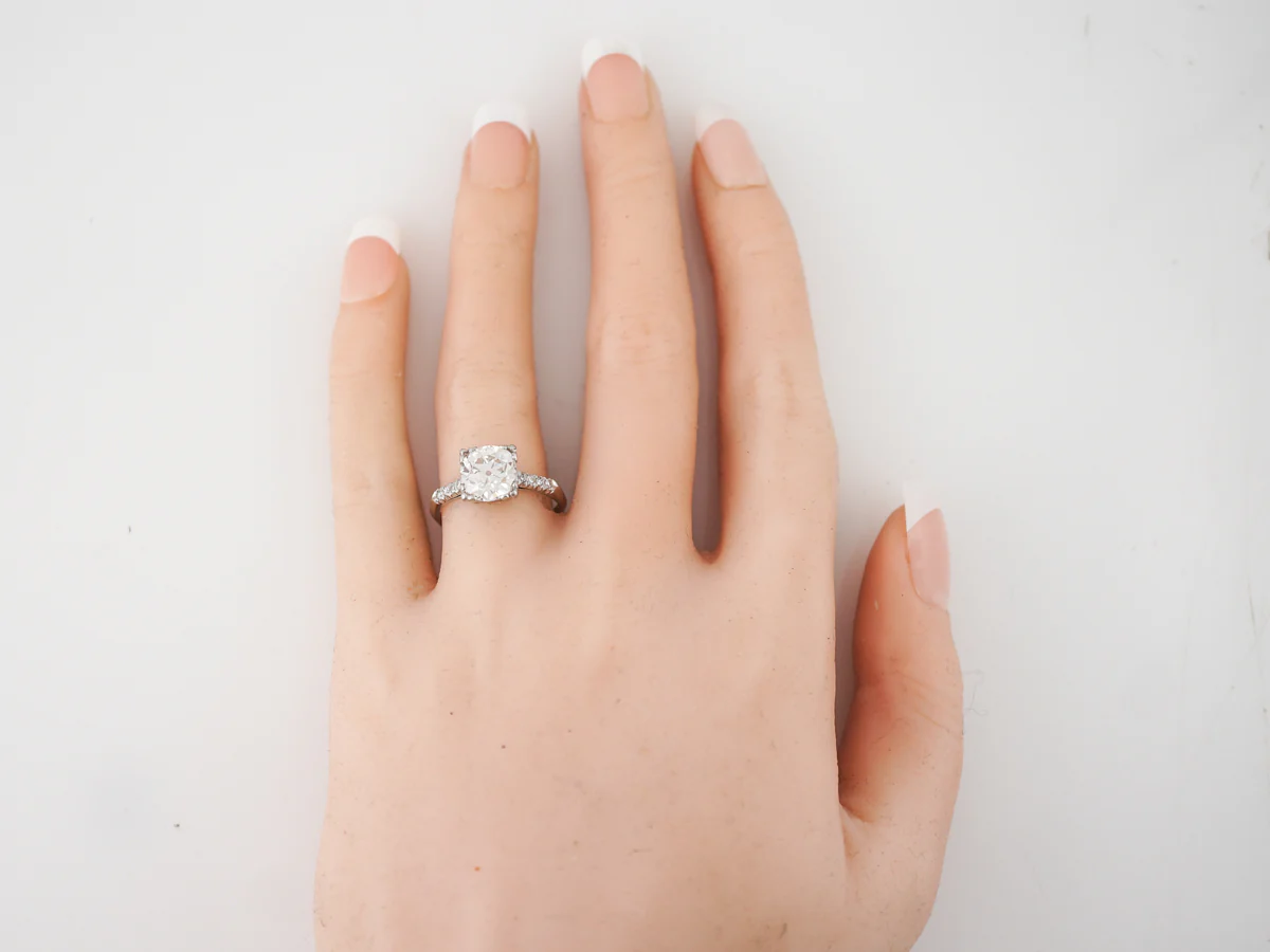 **RTV 10/30/18***Antique Engagement Ring Art Deco GIA 2.30 Old Mine Cut Diamond in Platinum - Image 6