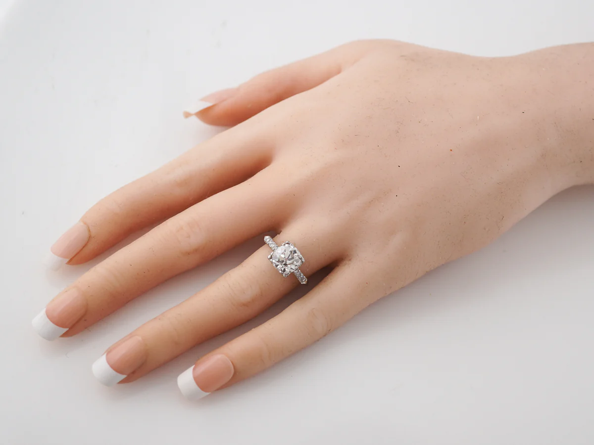 **RTV 10/30/18***Antique Engagement Ring Art Deco GIA 2.30 Old Mine Cut Diamond in Platinum - Image 7